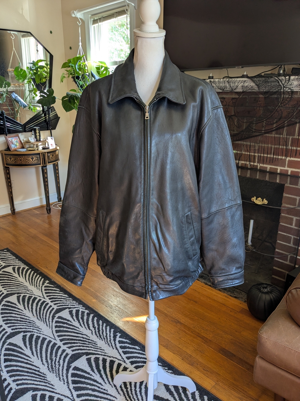 Jos. A. Bank Black Leather Bomber Jacket